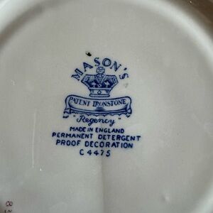 Set of 4 Mason's Regency Plantation Colonial Ironstone 10 3/4” Salad Plates.